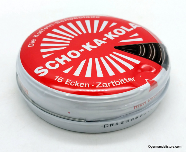German Energy Dark Chocolate SCHO-KA-KOLA Caffeine & Cola Nut 100 g tin can 