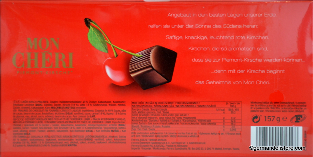 Chocolat noir liqueur & cerise MON CHERI : la boîte de 30 bouchées