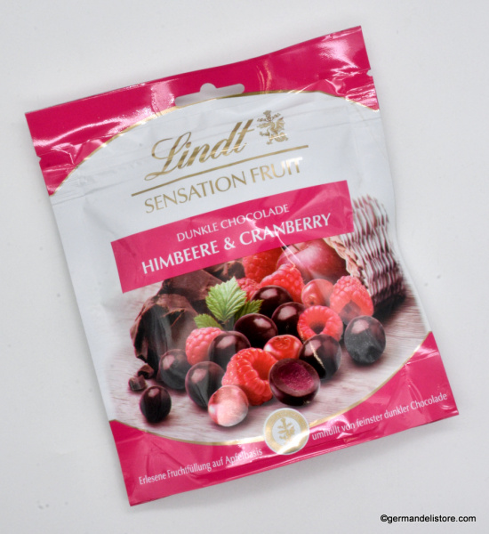 Lindt Fruit Sensation Dark Chocolate Raspberry and Cranberry -150 gram Pack (Pack buying of 5)