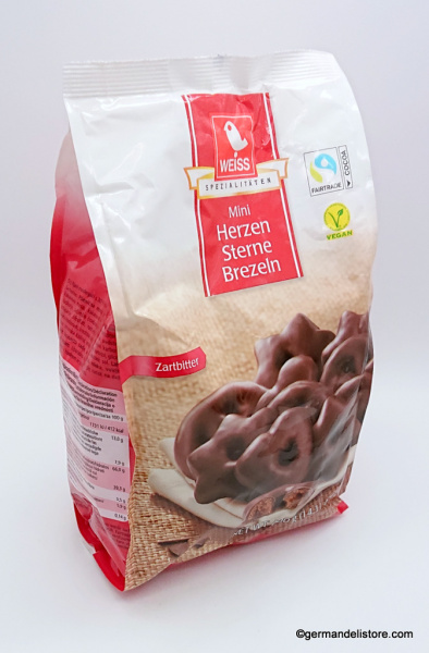 Weiss Mini Gingerbread Hearts Pretzels Stars Dark Chocolate